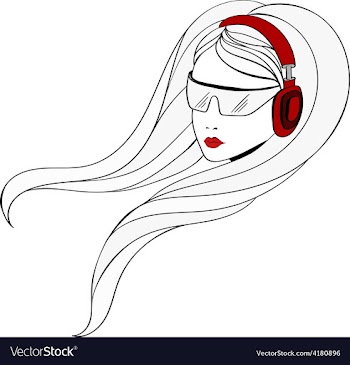 Young women with red headphones vector image