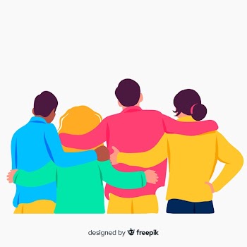 Youth people hugging together background Free Vector