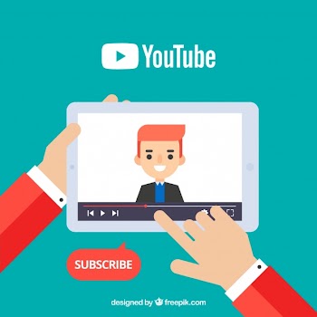 Youtube player in device with flat design Free Vector
