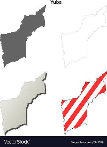 Yuba County California outline map set vector image