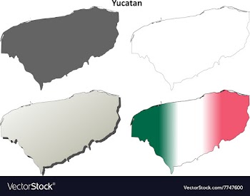Yucatan blank outline map set vector image