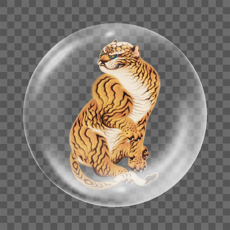 Yuhi's tiger png sticker, bubble | Free PNG - rawpixel