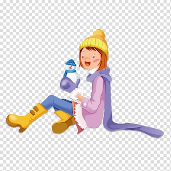 Yuki Onna Snowman Winter, Christmas creative people play in the snow transparent background PNG clipart