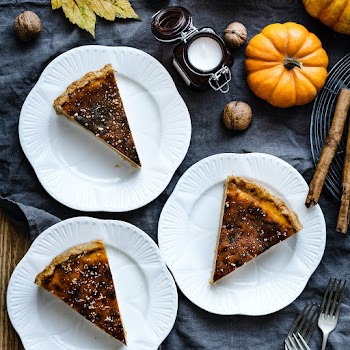 Yummy pumpkin pie freshly baked autumn food recipe