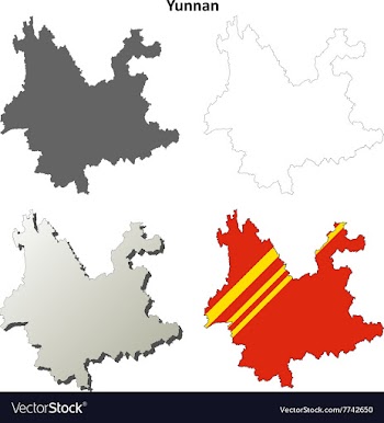Yunnan blank outline map set vector image