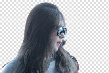 YURI, woman wearing black framed sunglasses transparent background PNG clipart