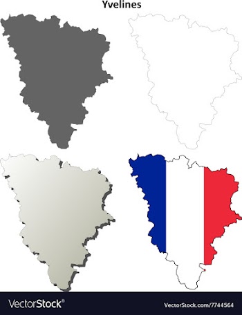 Yvelines Ile-de-France outline map set vector image