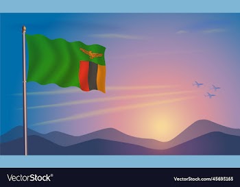 zambia flag in the morning sun