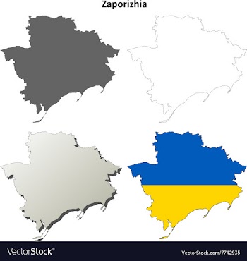 Zaporizhia blank outline map set vector image