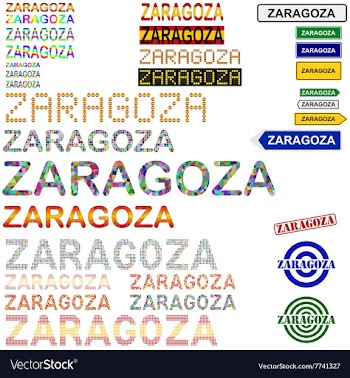 Zaragoza text design set vector image