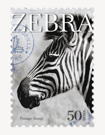 Zebra postage stamp, animal collage | Free PSD - rawpixel