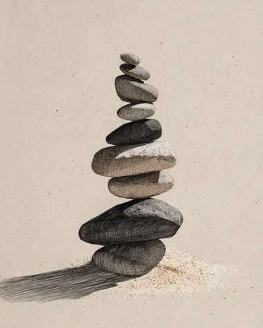 Zen Balance of Stacked Stones in Japandi Style Zen Balance of Stacked Stones in Japandi Style