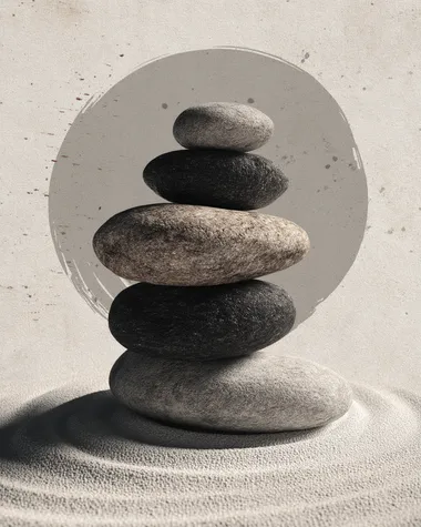 Zen Balance: Stacked Stones in Tranquil Sand