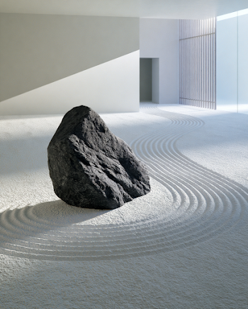 Zen Stone Balance in Minimalist Space