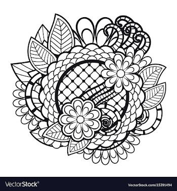  					Zen tangle doodle floral ornament vector image														