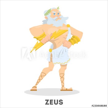 Zeus ancient greek god with a thunder