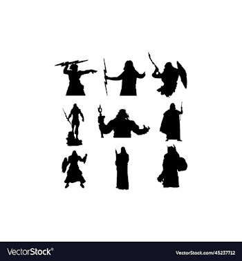 zeus god silhouette set creative design