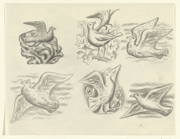 Zeven duiven (ca. 1939&ndash;1941) drawing | Free Photo - rawpixel
