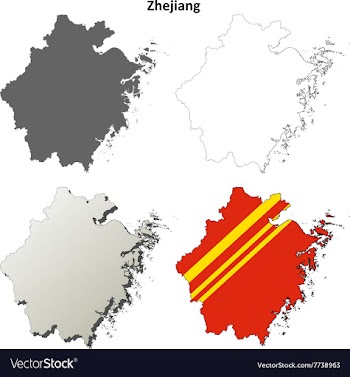 Zhejiang blank outline map set vector image