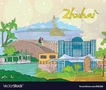 Zhuhai doodles vector image