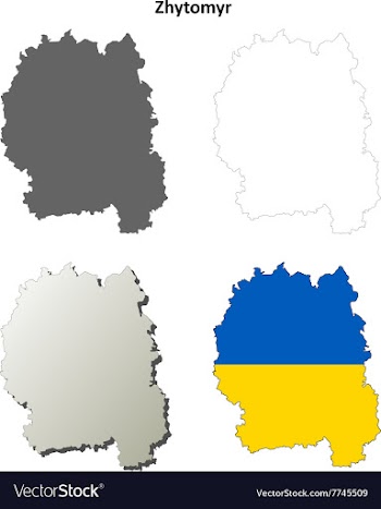 Zhytomyr blank outline map set vector image