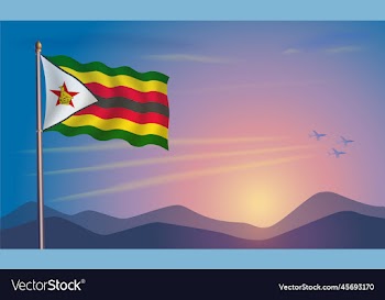 zimbabwe flag in the morning sun