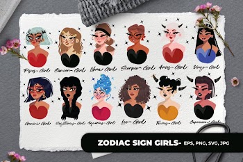 Zodiac Sign Bundle Girls - Vector Illustration & SVG