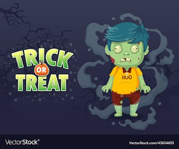 zombie cartoon halloween character with trick