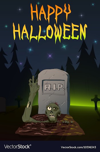 Zombie pulls hand up Invitation Happy Halloween vector image