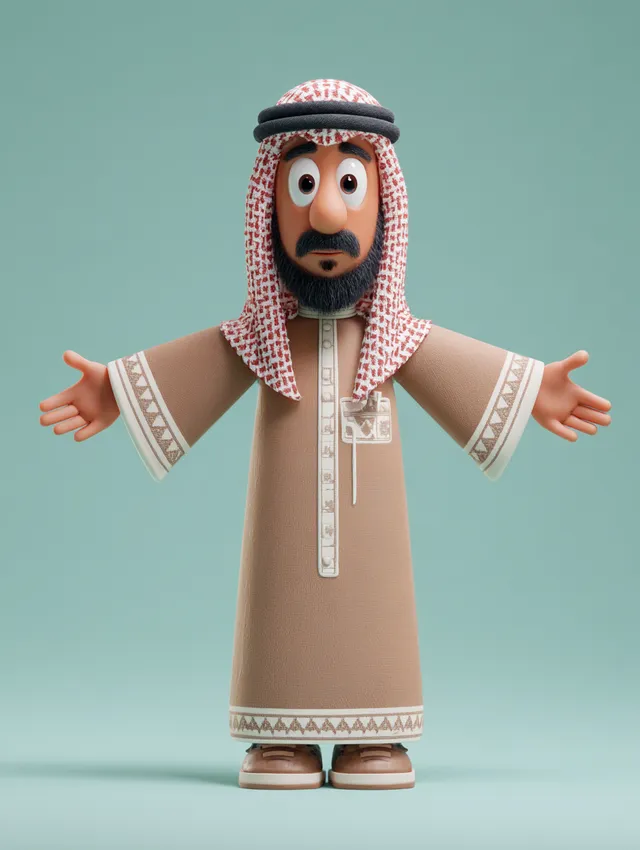 3D Cartoon Character of a Saudi Man