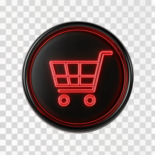 Free: 3D Red Shopping Cart Icon in Black Neon Circle - nohat.cc