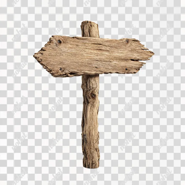 3D Rustic Wooden Arrow Sign Vector Illustration