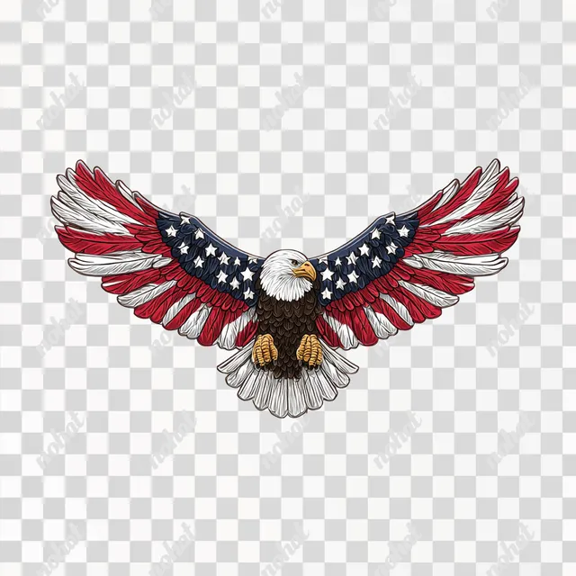 3D Vector American Bald Eagle with Flag Colors