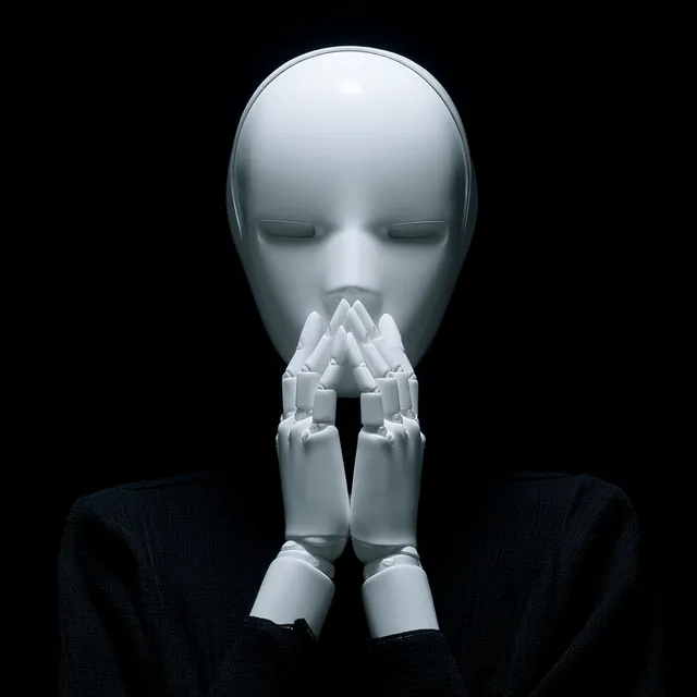 Abstract Faceless White Steel Doll