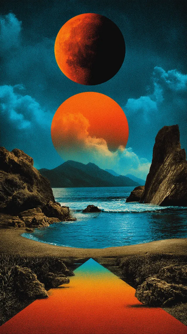 Abstract Minimalist Landscape with Colorful Shapes