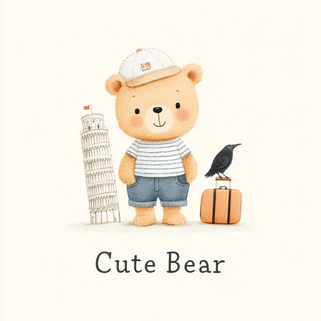 Adorable Bear Cub at the Leaning Tower of Pisa