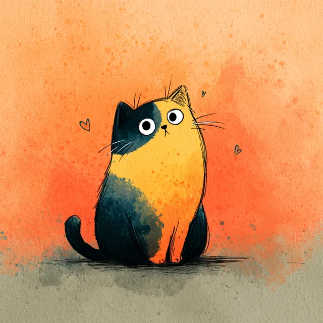 Adorable Cat Sitting with Heart Eyes