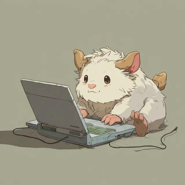 Adorable Creature Working on a Laptop