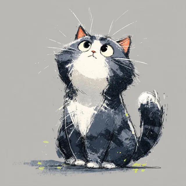 Adorable Gray and White Cat