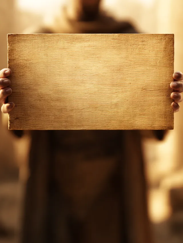 Ancient Egyptian-Style Blank Sign with Warm Tones