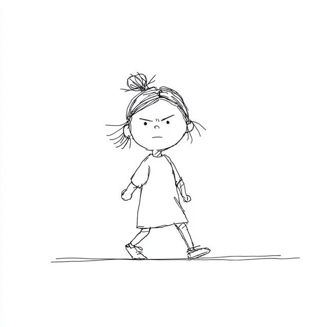 Angry Chibi Girl Walking