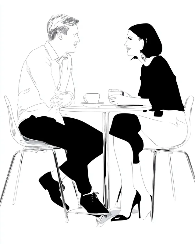Animated Coffee Discussion Between a Couple