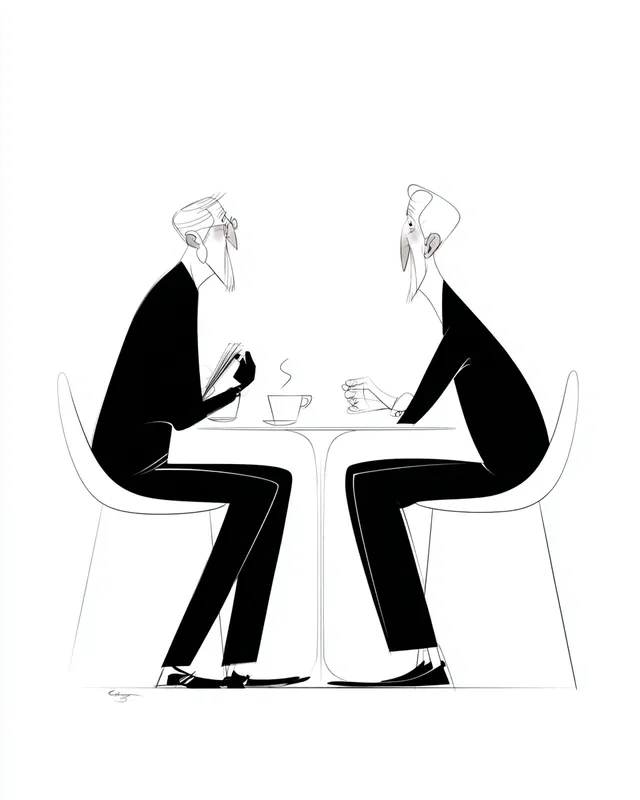 Animated Discussion Over Coffee Between Two Elderly Men