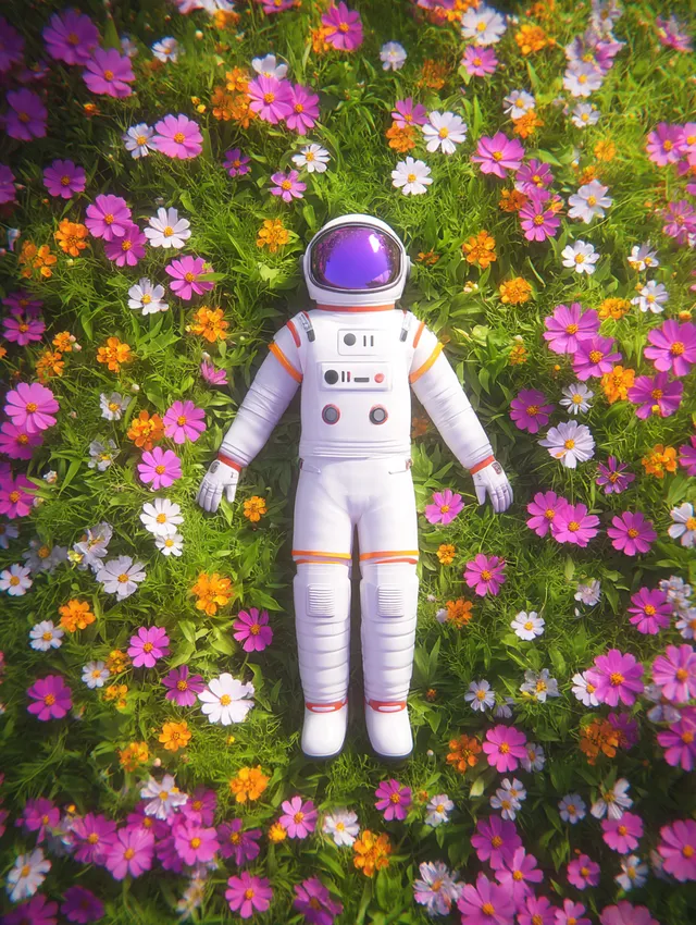 Astronaut Embraced by Nature