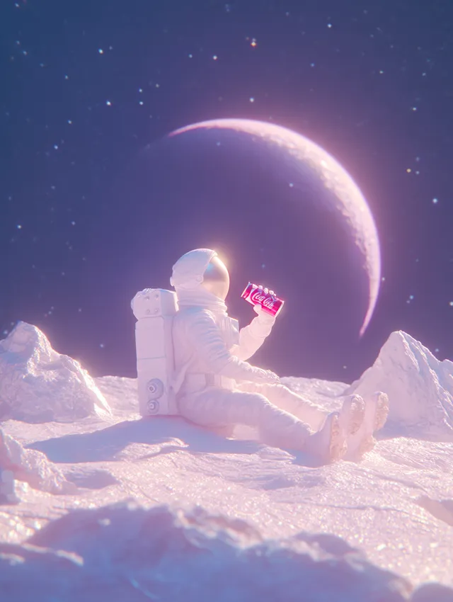 Astronaut Relaxing with Diet Coke on the Moon