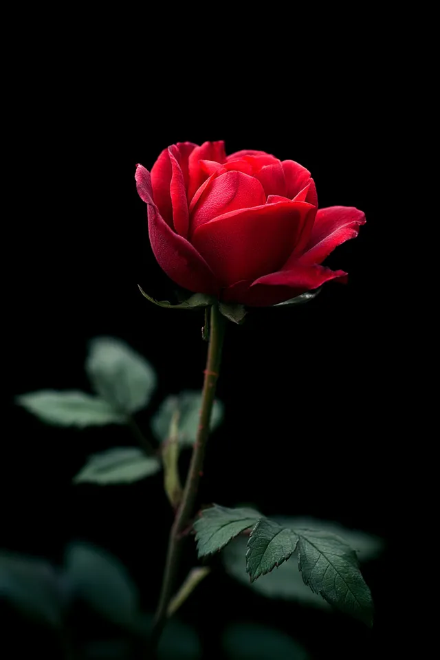 Beautiful Red Rose on Black Background