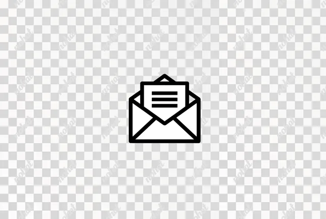 Black and White Envelope Icon with Letter
