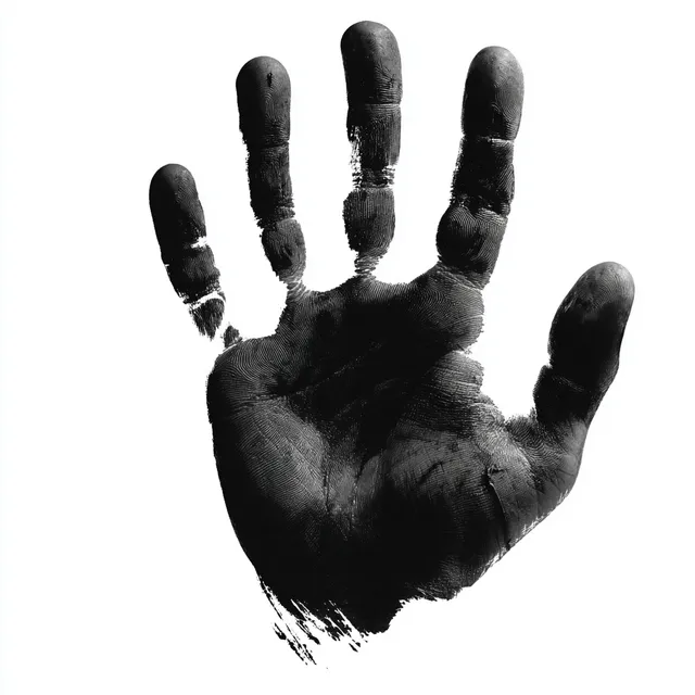 Black Hand Print on White Background