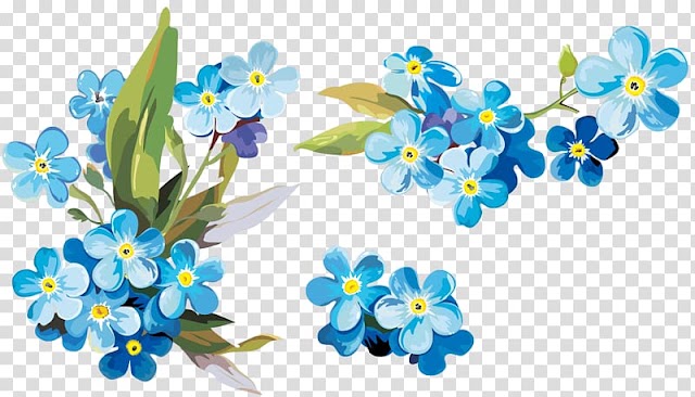 Blue and green forget-me-not flowers art, Watercolor painting Paper , Watercolor blue floral decoration pattern transparent background PNG clipart