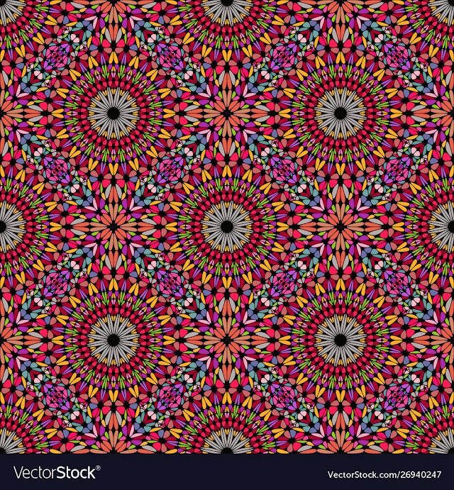 Bohemian multicolored seamless oriental floral vector image